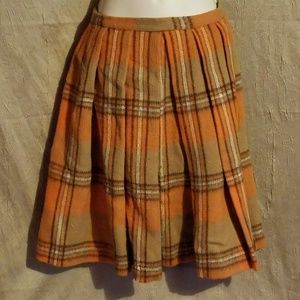 Union Made Orange Wool Plaid Skirt